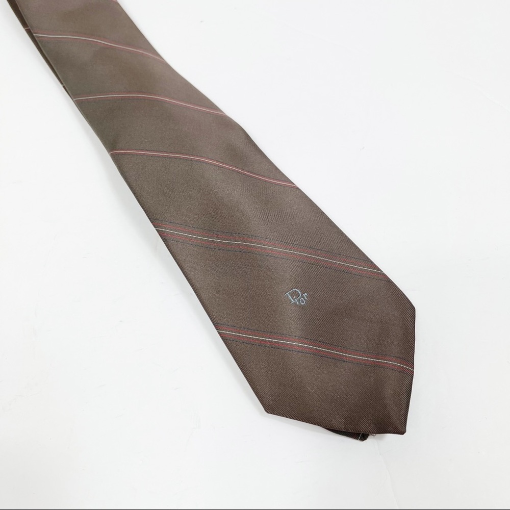 Christian Dior Striped Brown Tie‎
